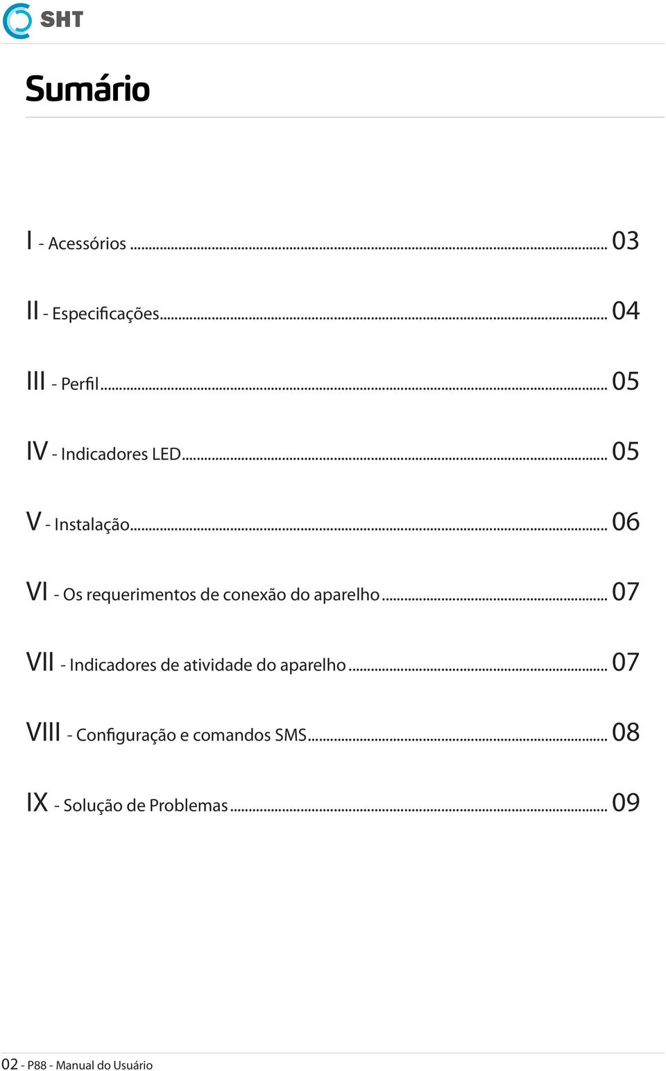 .. 06 VI - Os requerimentos de conexão do aparelho.