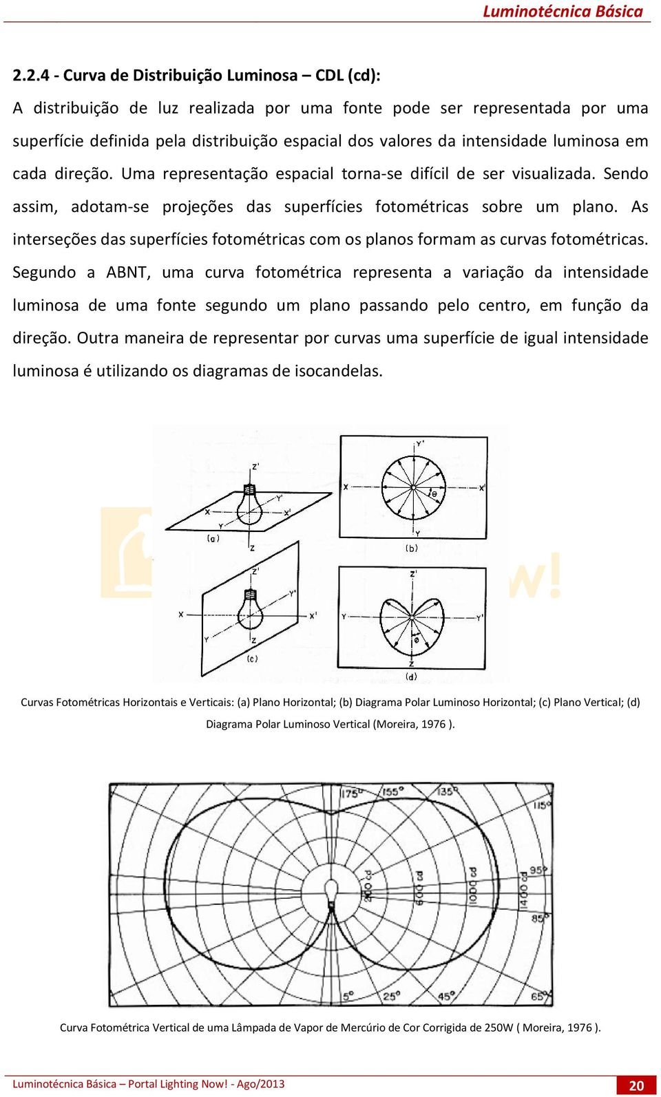 As interseções das superfícies fotométricas com os planos formam as curvas fotométricas.