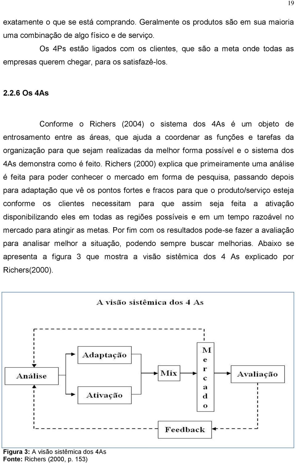 2.6 Os 4As Conforme o Richers (2004) o sistema dos 4As é um objeto de entrosamento entre as áreas, que ajuda a coordenar as funções e tarefas da organização para que sejam realizadas da melhor forma