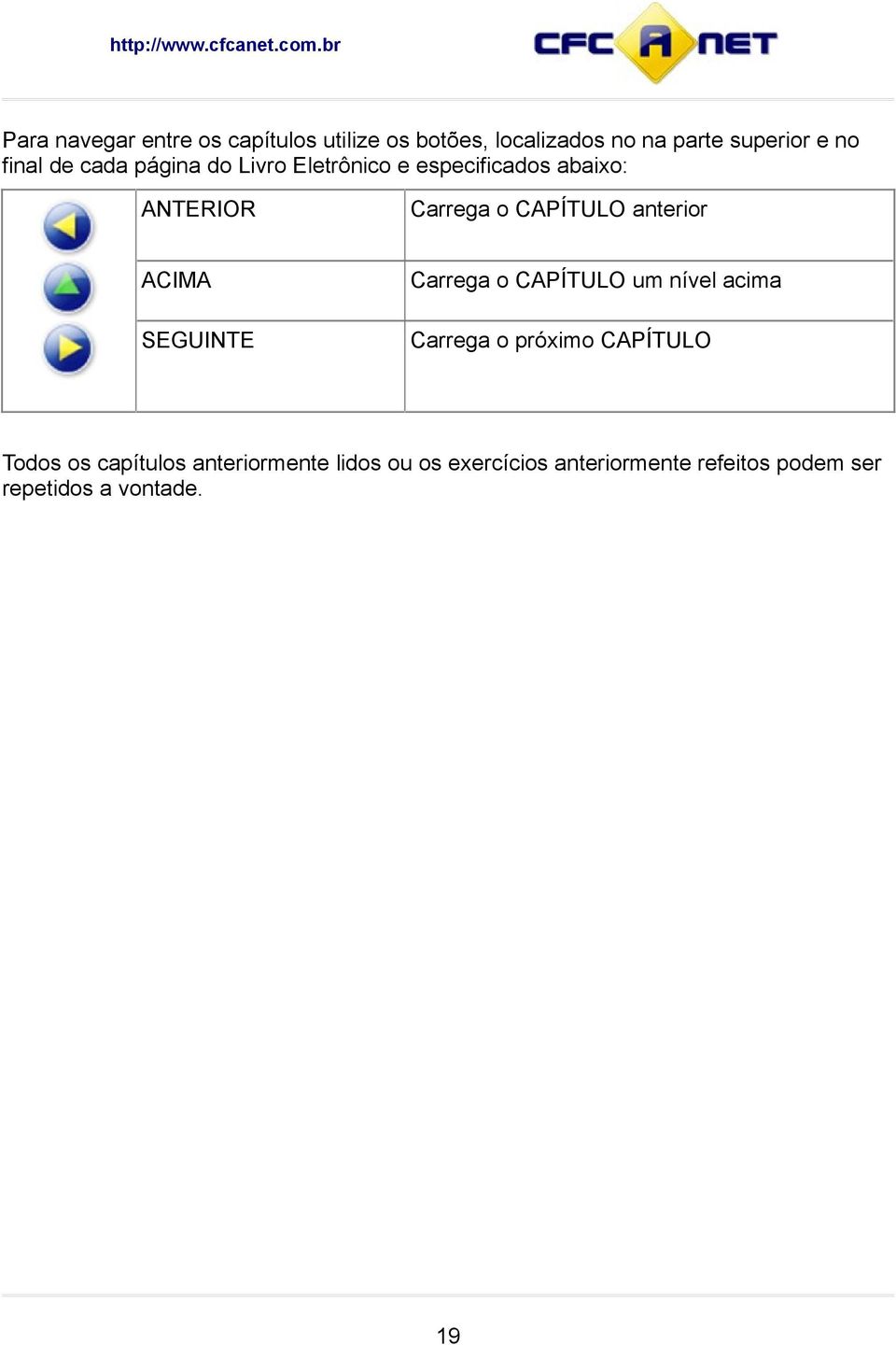 anterior ACIMA SEGUINTE Carrega o CAPÍTULO um nível acima Carrega o próximo CAPÍTULO Todos os