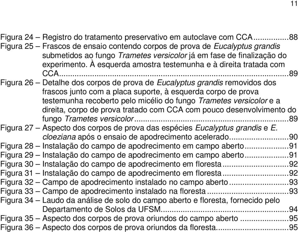 À esquerda amostra testemunha e à direita tratada com CCA.