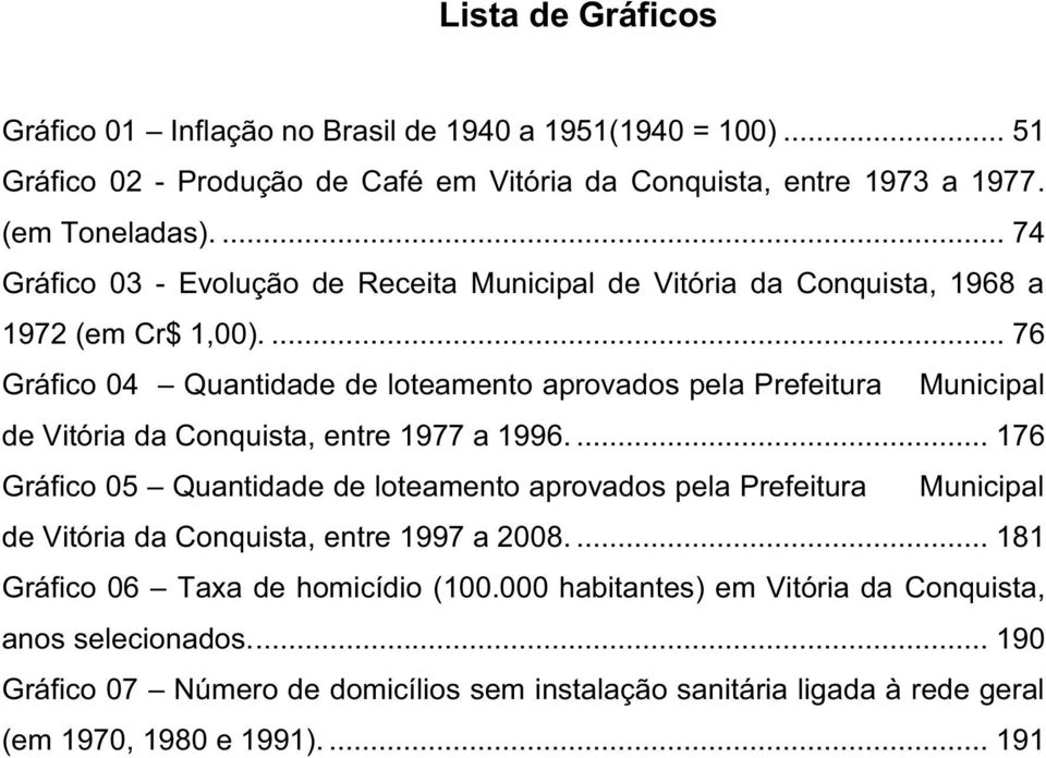 ... 76 Gráfico 04 Quantidade de loteamento aprovados pela Prefeitura Municipal de Vitória da Conquista, entre 1977 a 1996.