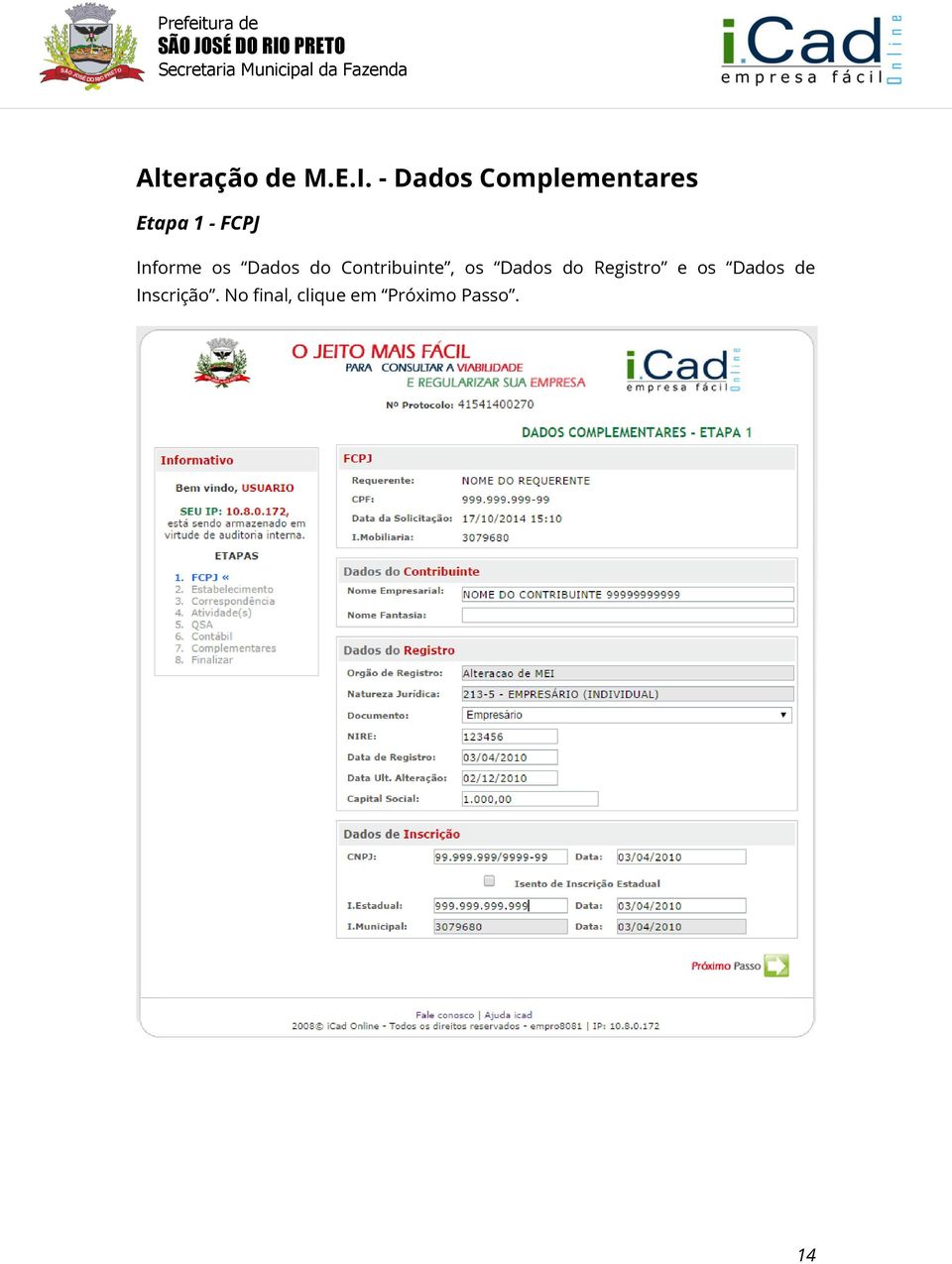 Informe os Dados do Contribuinte, os Dados