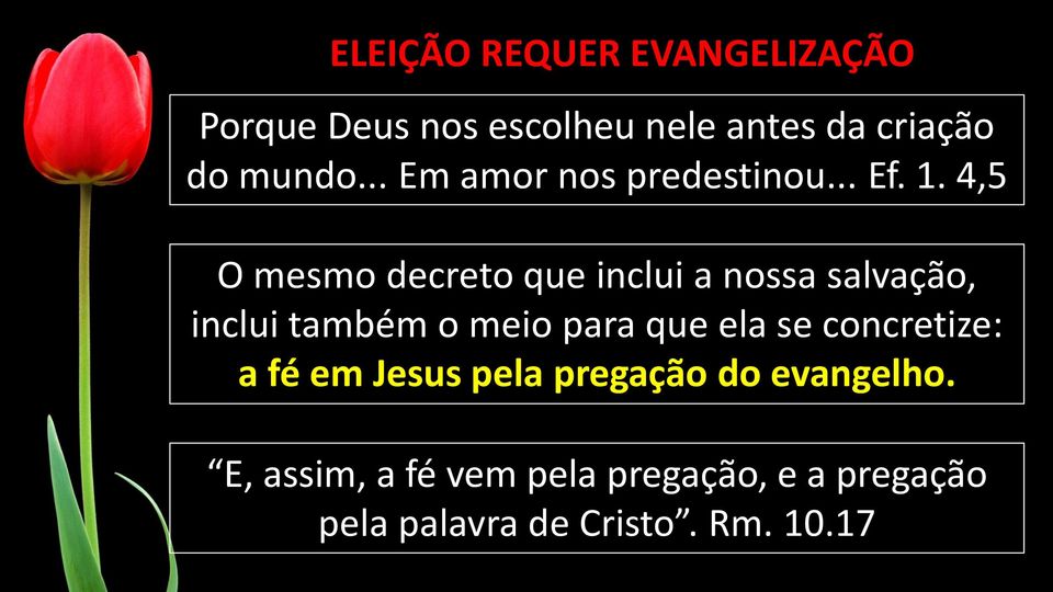 4,5 O mesmo decreto que inclui a nossa salvação, inclui também o meio para que ela se