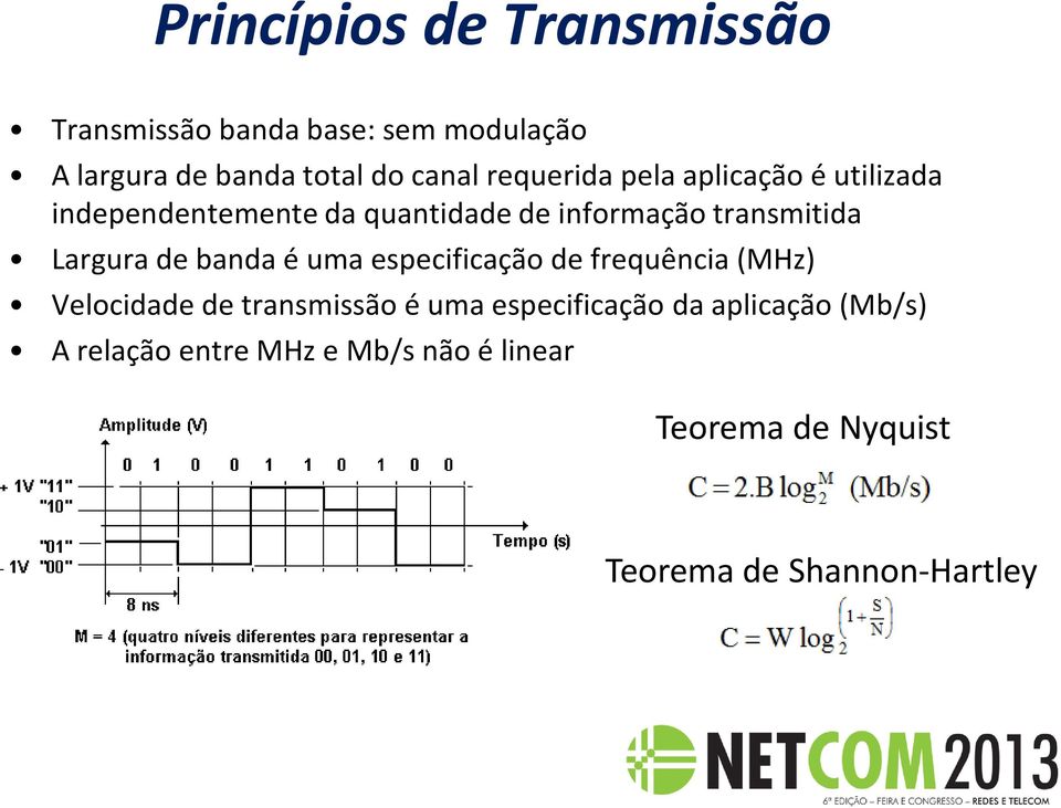 Largura de banda é uma especificação de frequência (MHz) Velocidade de transmissão é uma