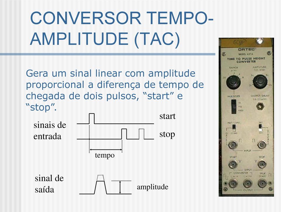 tempo de chegada de dois pulsos, start e stop.