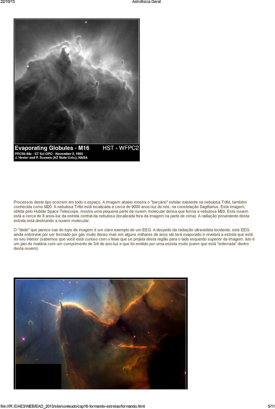 Esta imagem, obtida pelo Hubble Space Telescope, mostra uma pequena parte da nuvem molecular densa que forma a nebulosa M20.