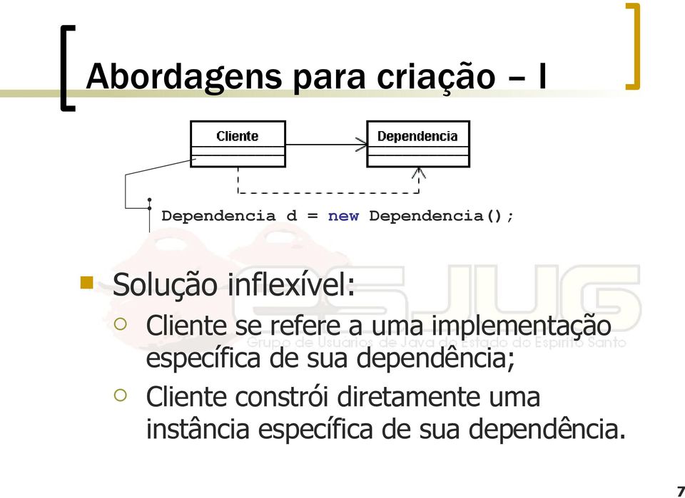 uma implementação específica de sua dependência; Cliente