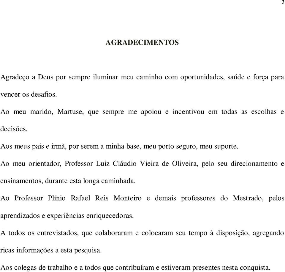 Ao meu orientador, Professor Luiz Cláudio Vieira de Oliveira, pelo seu direcionamento e ensinamentos, durante esta longa caminhada.