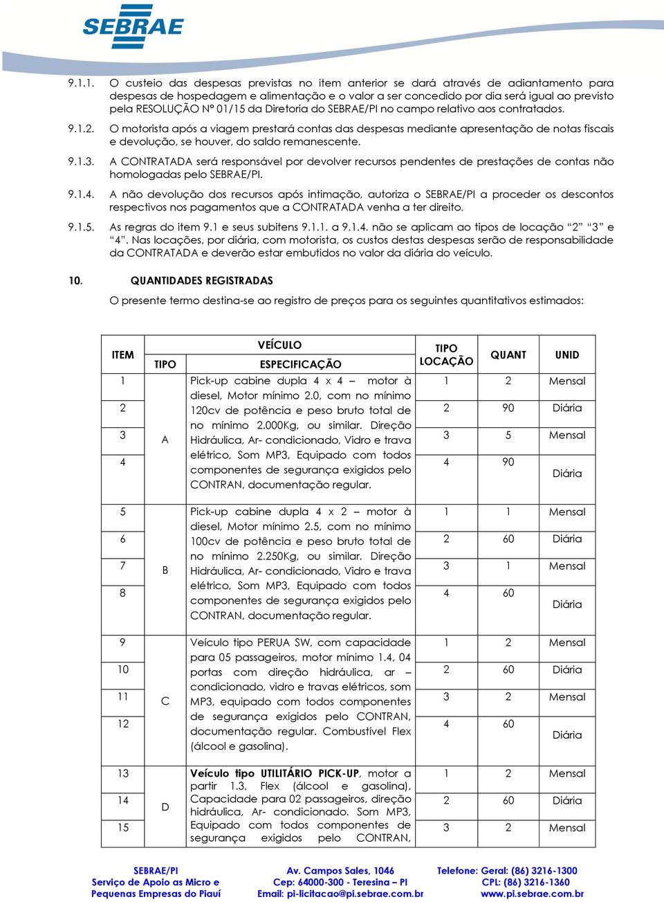 O motorista após a viagem prestará contas das despesas mediante apresentação de notas fiscais e devolução, se houver, do sdo remanescente. 9.1.3.