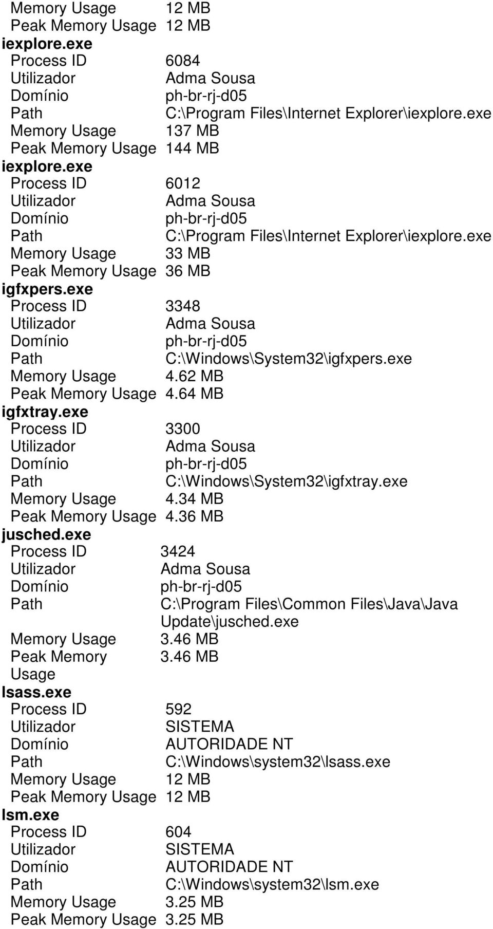 exe Process ID 3348 Adma Sousa ph-br-rj-d05 C:\Windows\System32\ifxpers.exe Memory Usae 4.62 MB Peak Memory Usae 4.64 MB ifxtray.