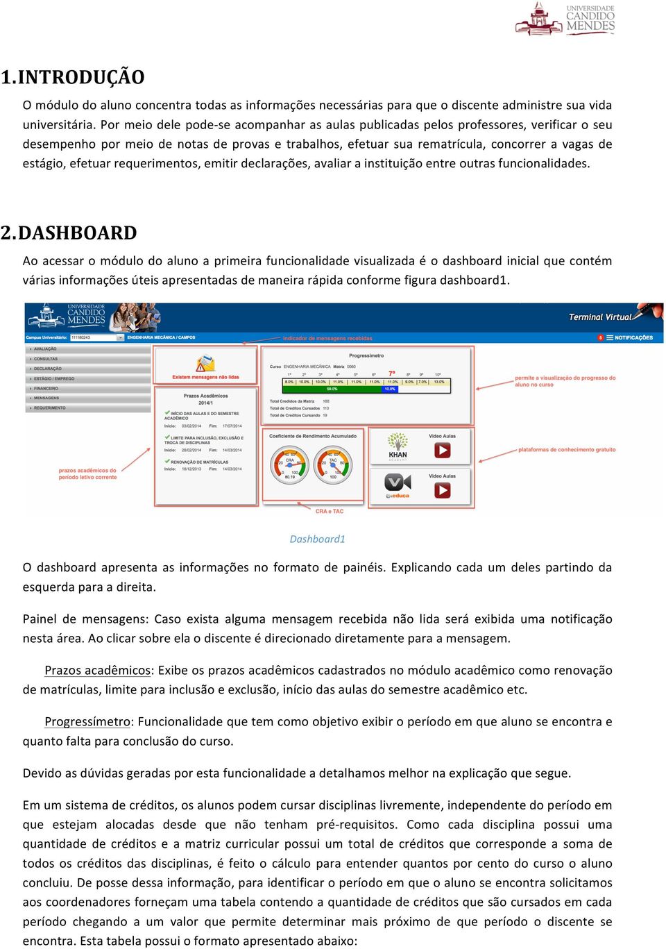 efetuar requerimentos, emitir declarações, avaliar a instituição entre outras funcionalidades. 2.