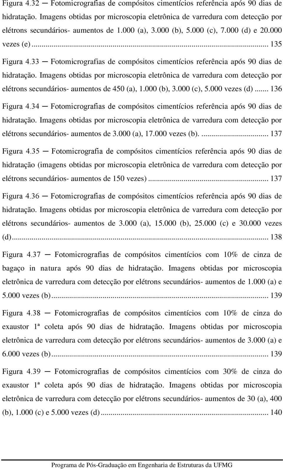 33 Fotomicrografias de compósitos cimentícios referência após 90 dias de hidratação.