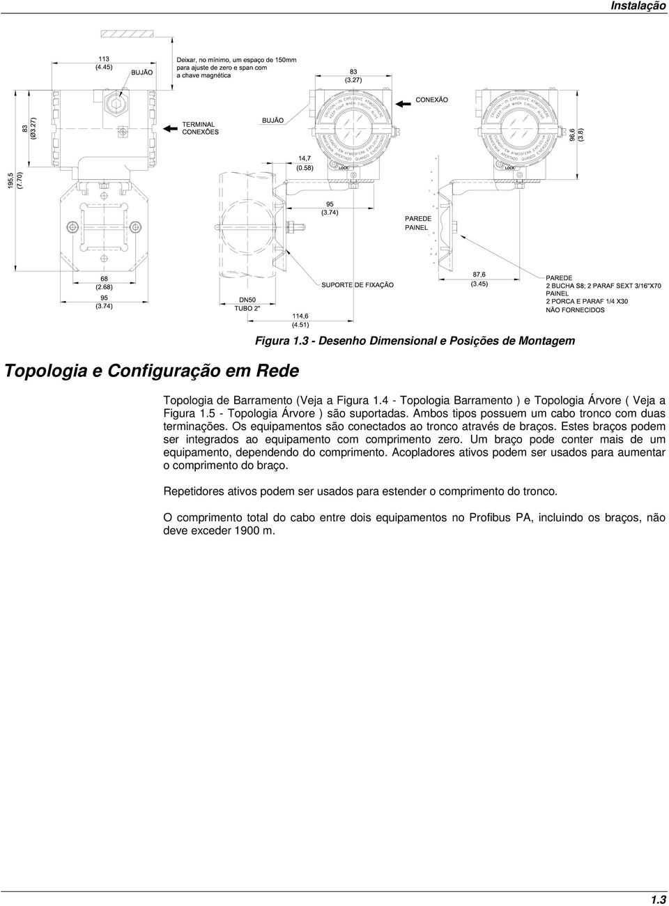 Os equipamentos são conectados ao tronco através de braços. Estes braços podem ser integrados ao equipamento com comprimento zero.