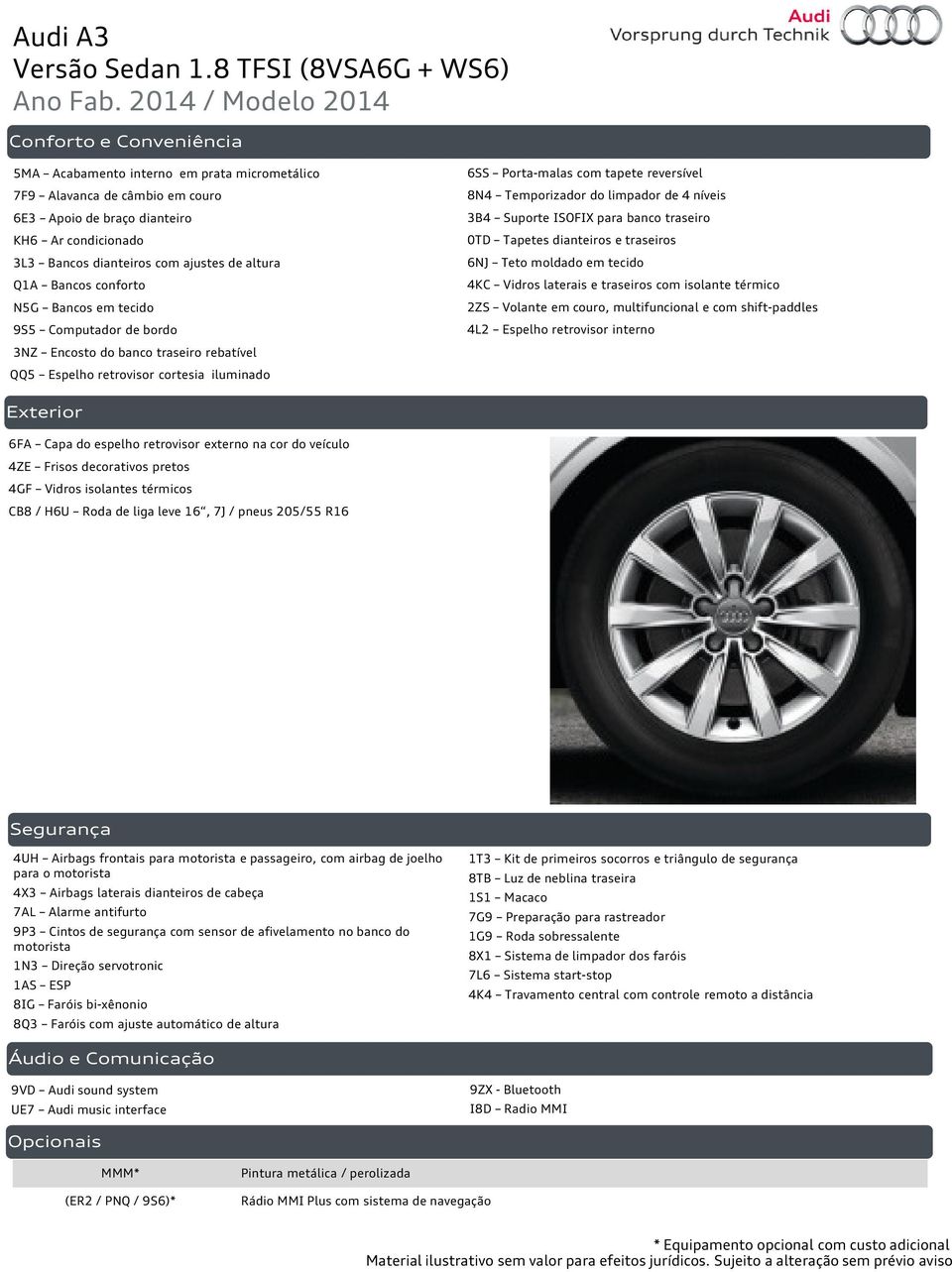 ajustes de altura Q1A Bancos conforto N5G Bancos em tecido 9S5 Computador de bordo 3NZ Encosto do banco traseiro rebatível QQ5 Espelho retrovisor cortesia iluminado 6SS Porta-malas com tapete