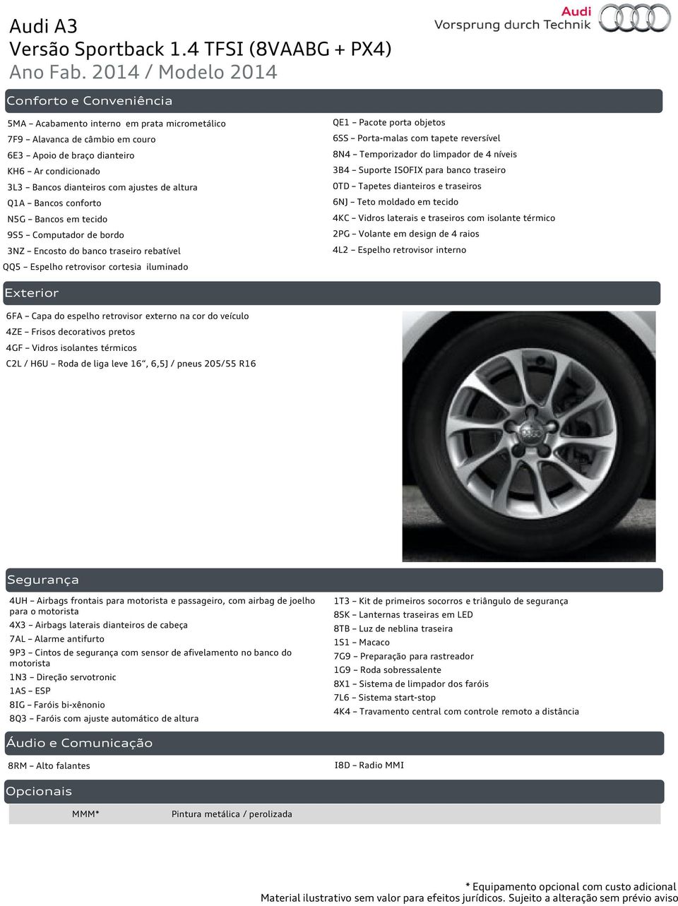 ajustes de altura Q1A Bancos conforto N5G Bancos em tecido 9S5 Computador de bordo 3NZ Encosto do banco traseiro rebatível QQ5 Espelho retrovisor cortesia iluminado QE1 Pacote porta objetos 6SS