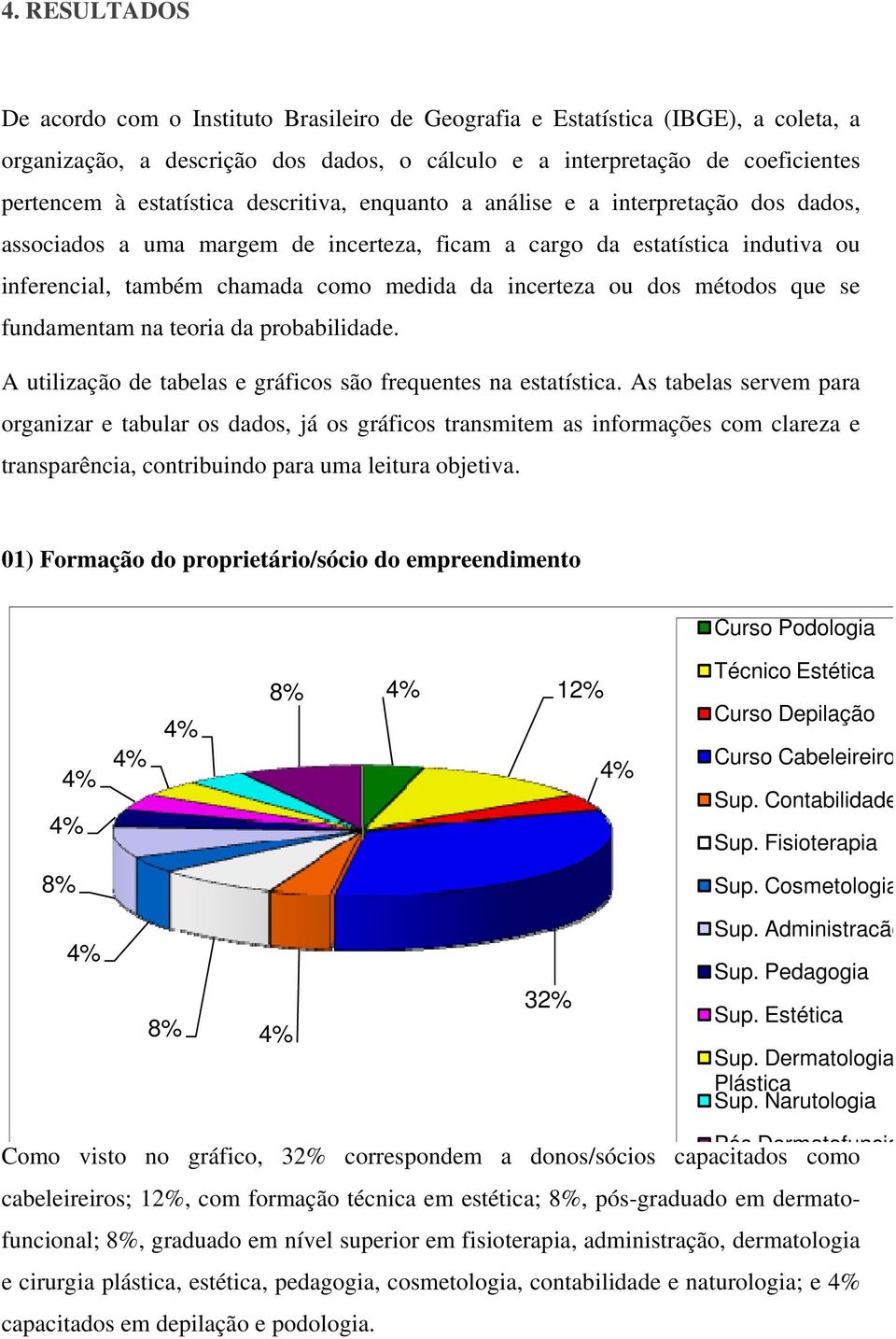 incerteza ou dos métodos que se fundamentam na teoria da probabilidade. A utilização de tabelas e gráficos são frequentes na estatística.