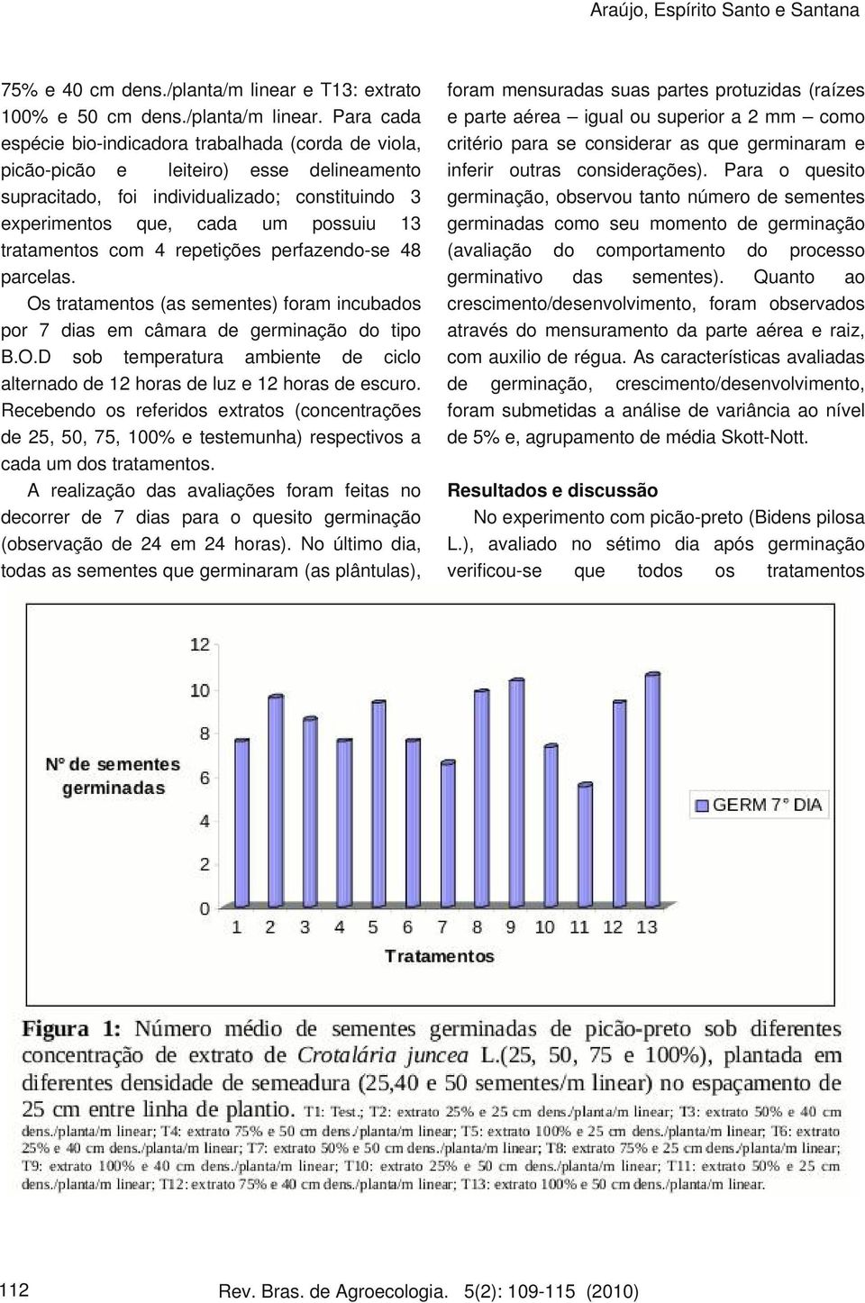 Para cada espécie bio-indicadora trabalhada (corda de viola, picão-picão e leiteiro) esse delineamento supracitado, foi individualizado; constituindo 3 experimentos que, cada um possuiu 13