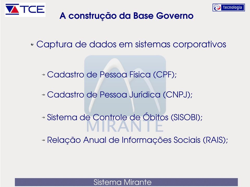 Cadastro de Pessoa Jurídica (CNPJ); Sistema de Controle