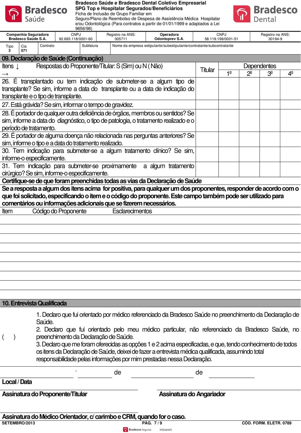 Assistência Médica Hospitalar e/ou Odontológica (Para contratos a partir de 01/01/1999 e adaptados a Lei 9656/98) 92.693.118/0001-60 005711 Operadora Odontoprev S.A. 58.119.