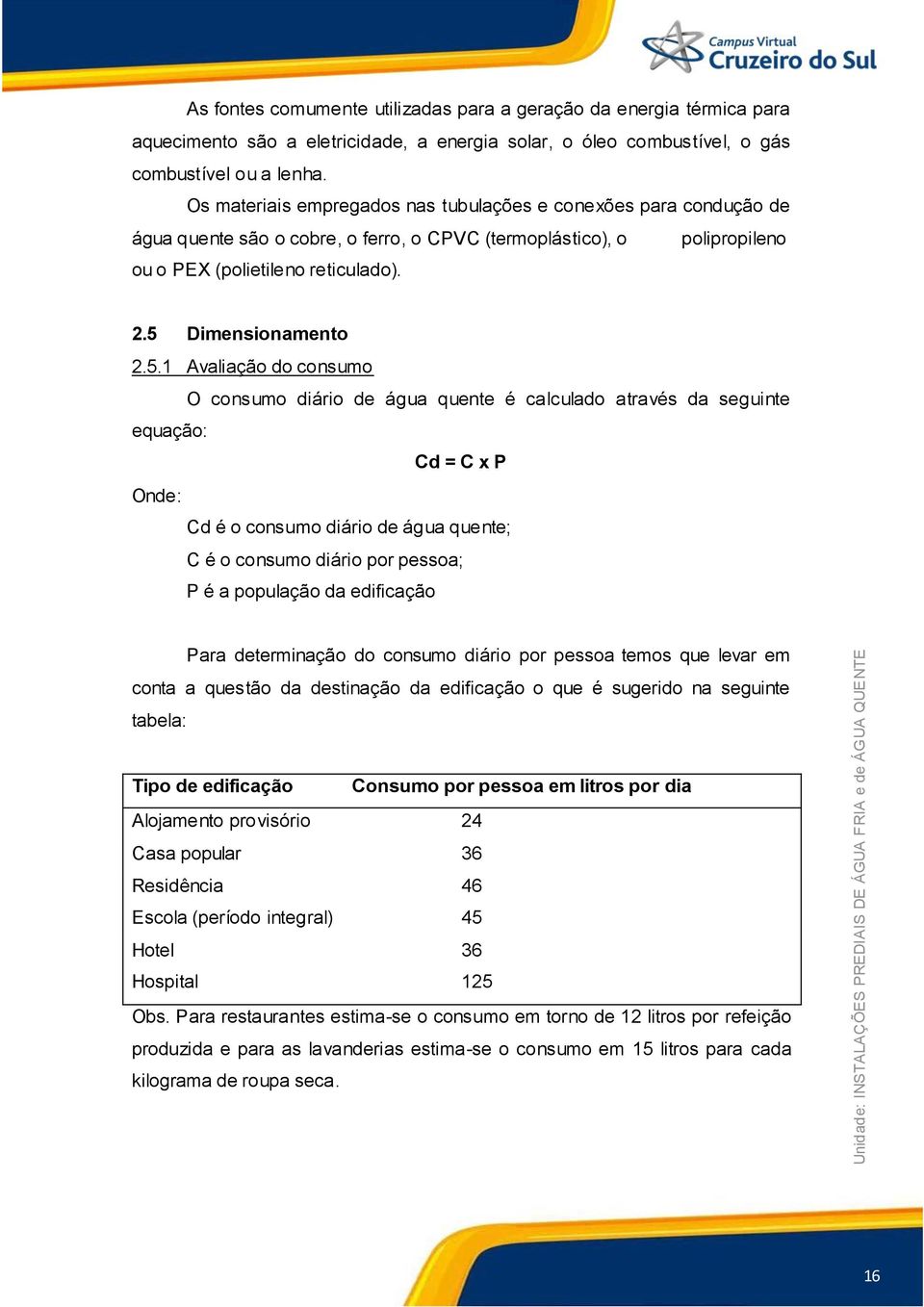 Dimensionamento 2.5.