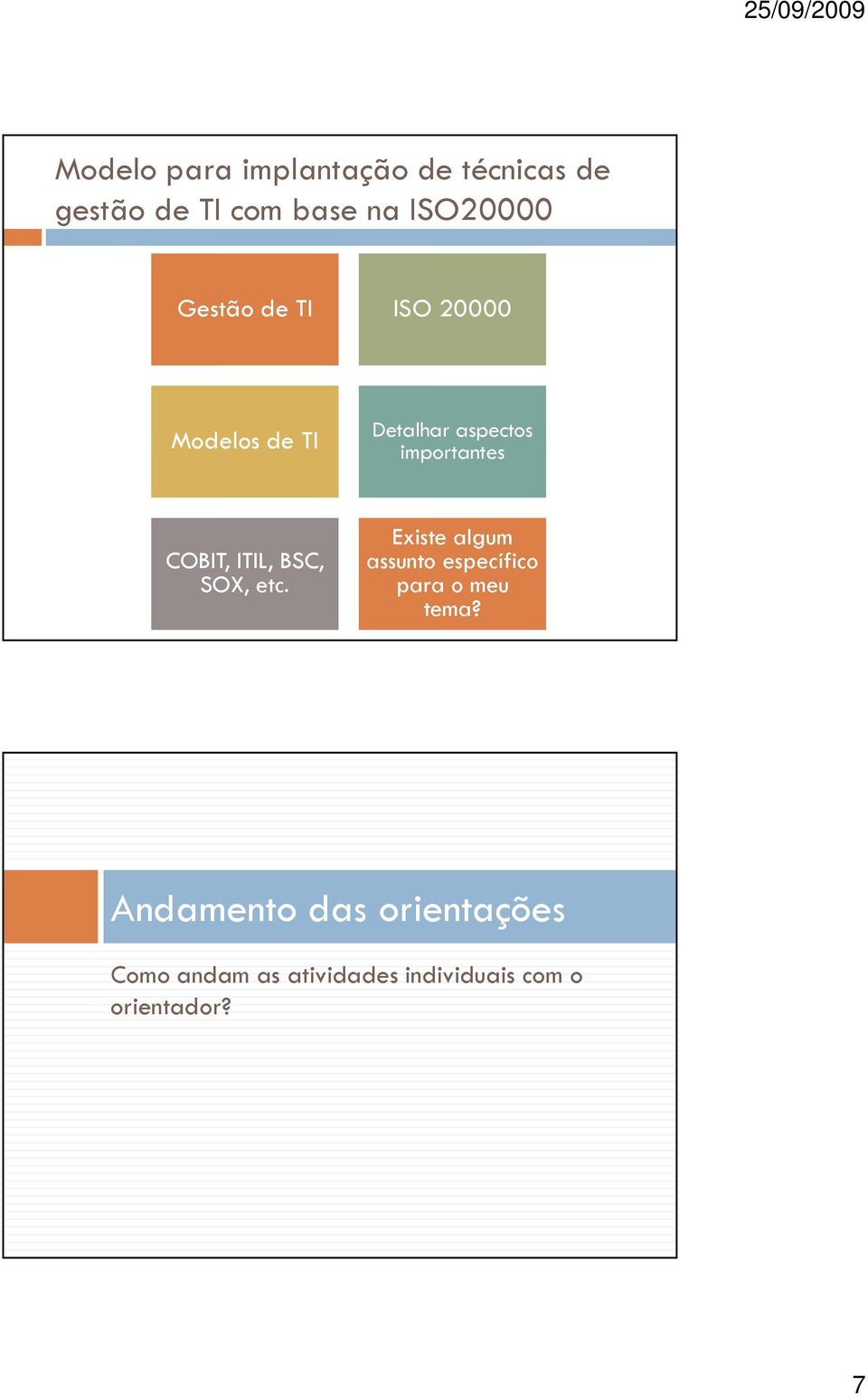 ITIL, BSC, SOX, etc. Existe algum assunto específico para o meu tema?