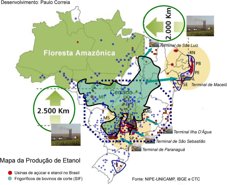 Paranaguá Mapa da Produção de Etanol Usinas de açúcar e etanol no