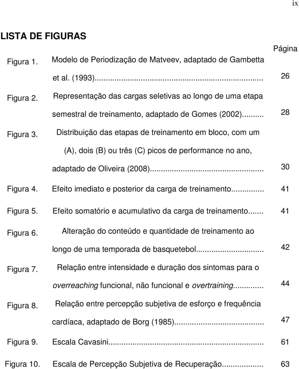 .. 28 Distribuição das etapas de treinamento em bloco, com um (A), dois (B) ou três (C) picos de performance no ano, adaptado de Oliveira (2008)... 30 Figura 4.