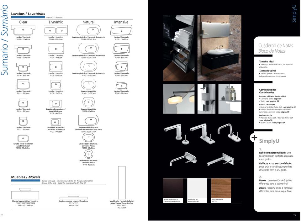 5cm T0150-110x52cm T0149-85x52cm T0148-65x52cm SimplyU Cuaderno de Notas Bloco de Notas BOOK Tamaño ideal Todo tipo de salas de baño, sin importar el tamaño.