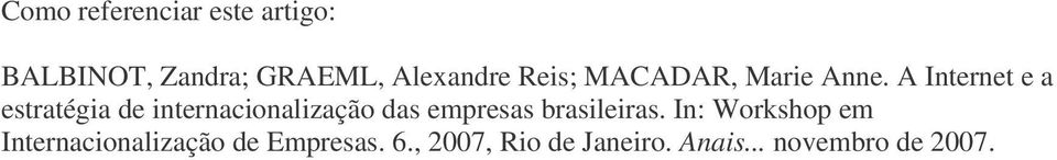 A Internet e a estratégia de internacionalização das empresas