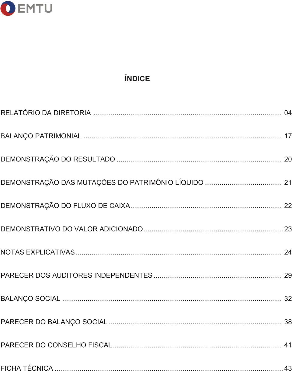 .. 22 DEMONSTRATIVO DO VALOR ADICIONADO...23 NOTAS EXPLICATIVAS.