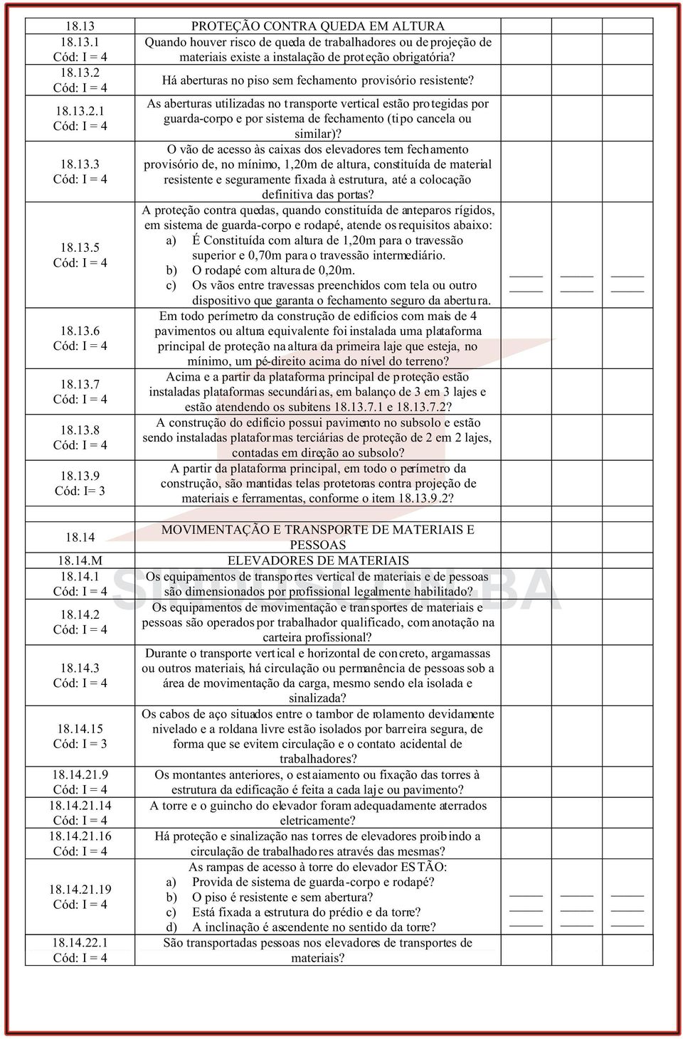 O vão de acesso às caixas dos elevadores tem fechamento provisório de, no mínimo, 1,20m de altura, constituída de material resistente e seguramente fixada à estrutura, até a colocação definitiva das