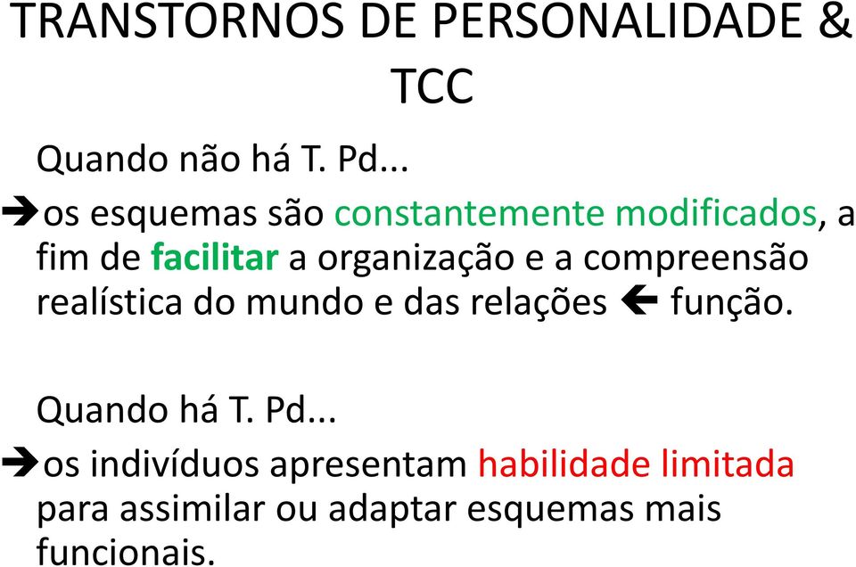 organização e a compreensão realística do mundo e das relações função.