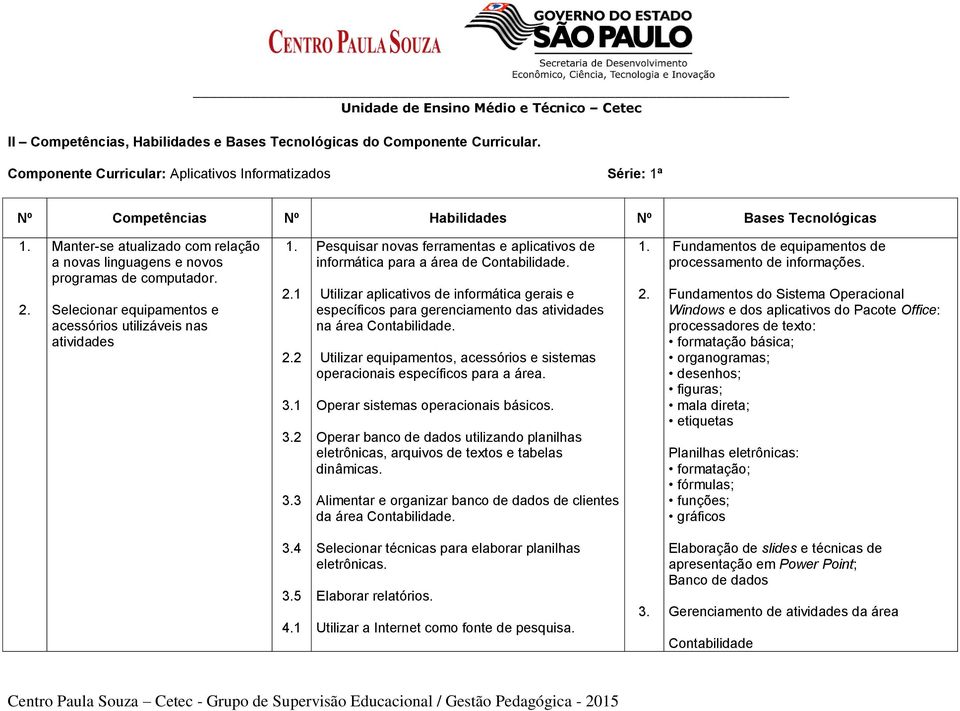 1 3.2 3.3 Pesquisar novas ferramentas e aplicativos de informática para a área de Contabilidade.