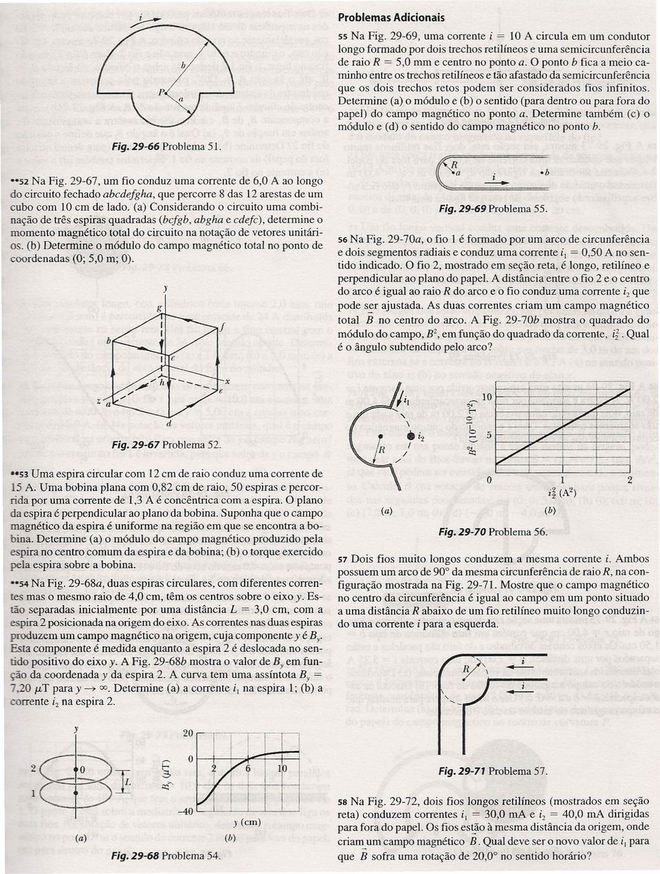 Determine o módulo do campo magnético total no ponto de coordenadas (O; 5,0 m; O). g Problemas Adicionais 55 Na Fig.