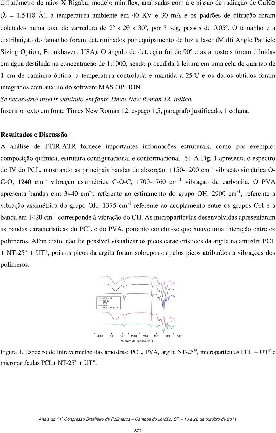 O tamanho e a distribuição do tamanho foram determinados por equipamento de luz a laser (Multi Angle Particle Sizing Option, Brookhaven, USA).