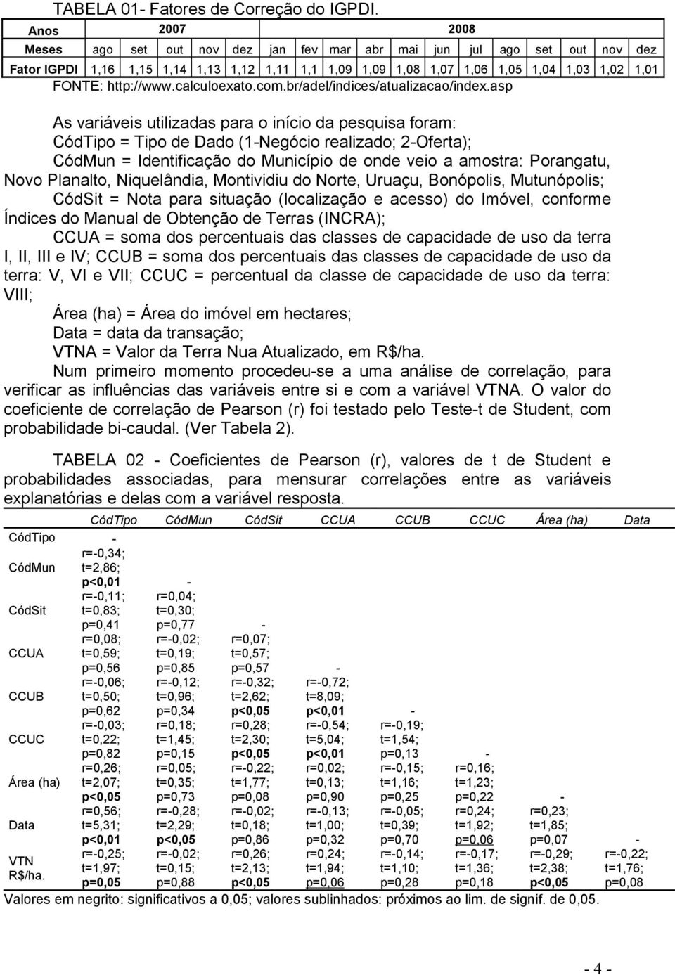 asp As variáveis utilizadas para o início da pesquisa foram: CódTipo = Tipo de Dado (-Negócio realizado; -Oferta); CódMun = Identificação do Município de onde veio a amostra: Porangatu, Novo