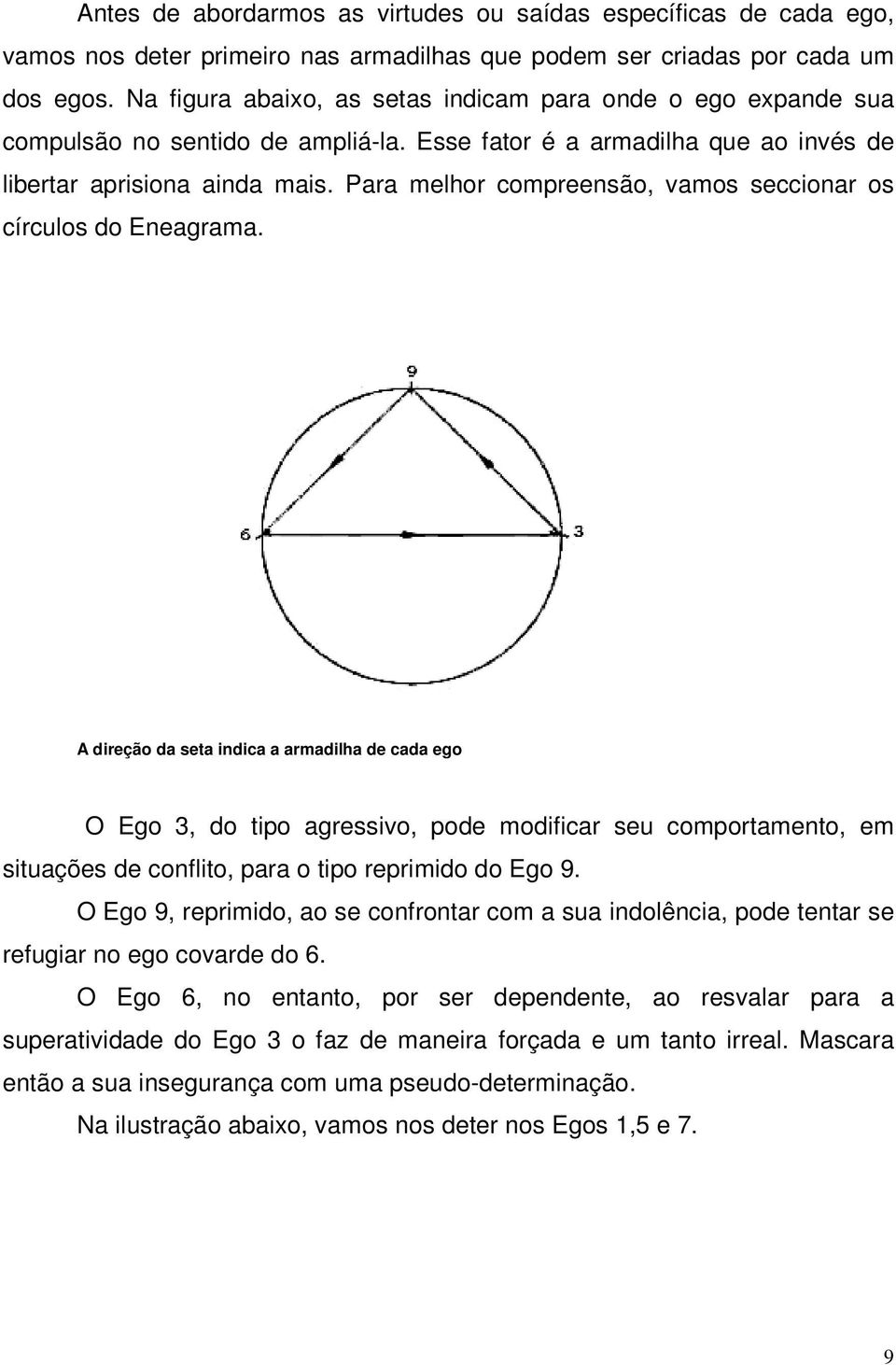 Para melhor compreensão, vamos seccionar os círculos do Eneagrama.