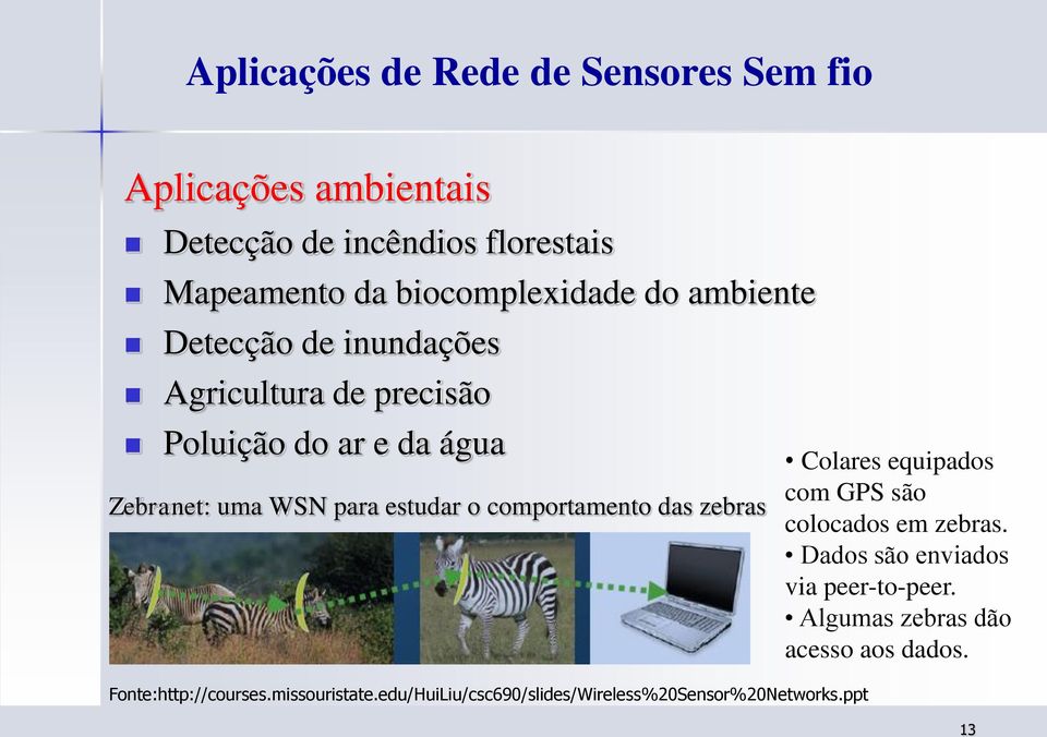 para estudar o comportamento das zebras Fonte:http://courses.missouristate.