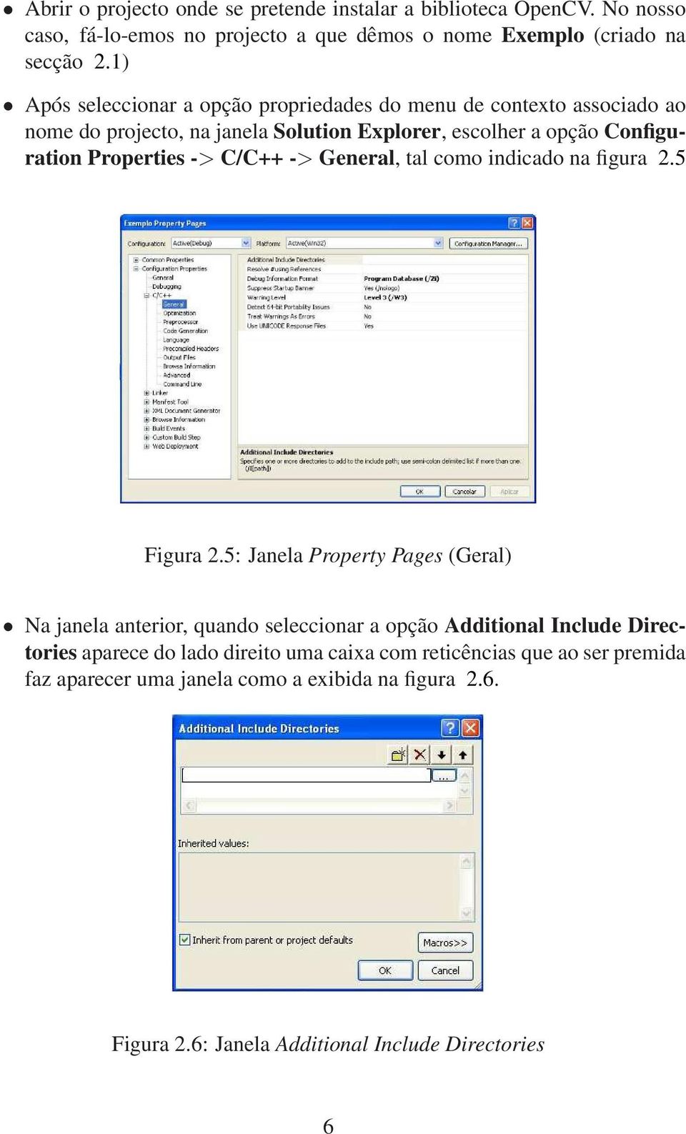 -> C/C++ -> General, tal como indicado na figura 2.5 Figura 2.