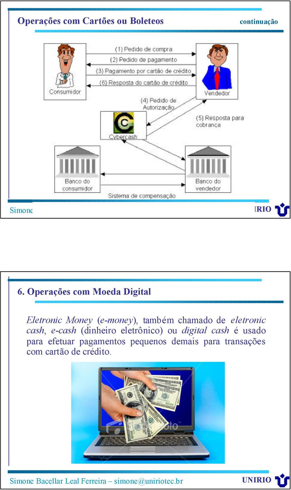 chamado de eletronic cash, e-cash (dinheiro eletrônico) ou