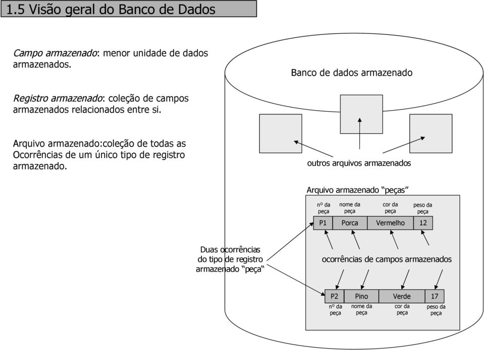 Arquivo armazenado:coleção de todas as Ocorrências de um único tipo de registro armazenado.