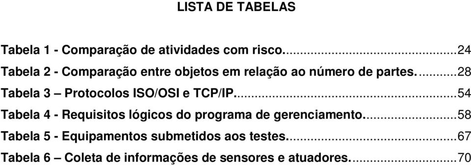 ..28 Tabela 3 Protocolos ISO/OSI e TCP/IP.