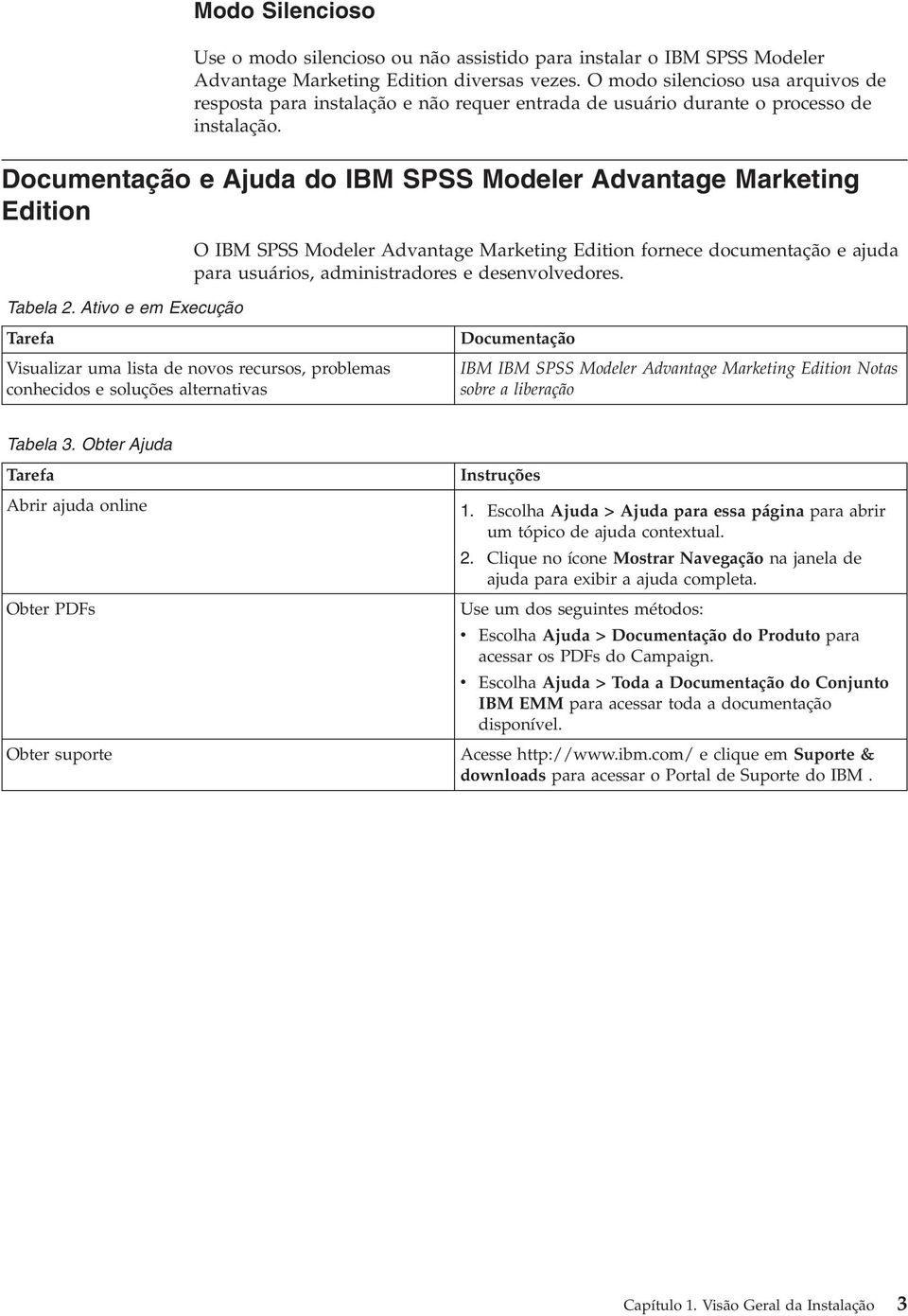 Documentação e Ajuda do IBM SPSS Modeler Adantage Marketing Edition O IBM SPSS Modeler Adantage Marketing Edition fornece documentação e ajuda para usuários, administradores e desenoledores. Tabela 2.