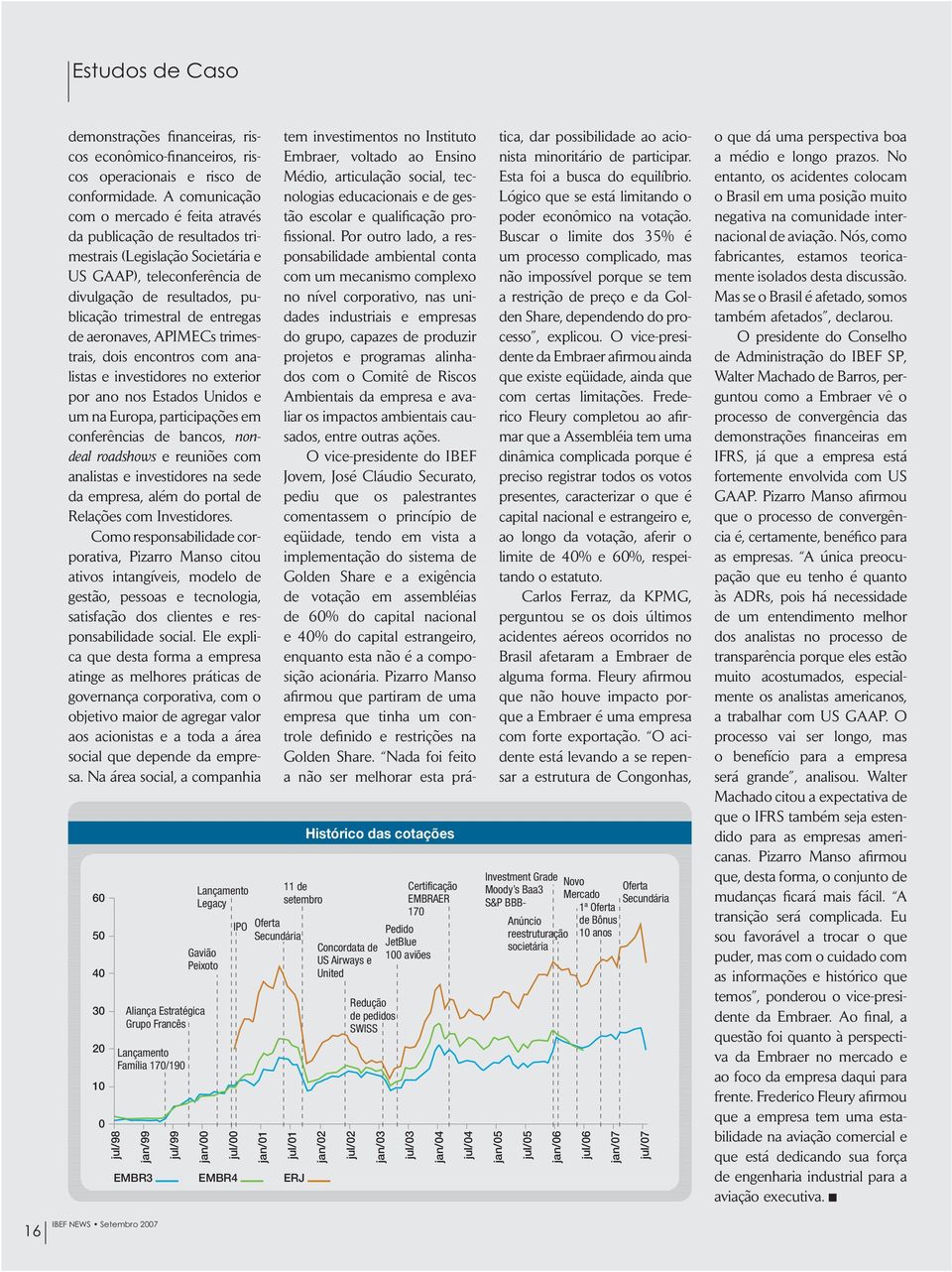 de aeronaves, APIMECs trimestrais, dois encontros com analistas e investidores no exterior por ano nos Estados Unidos e um na Europa, participações em conferências de bancos, nondeal roadshows e