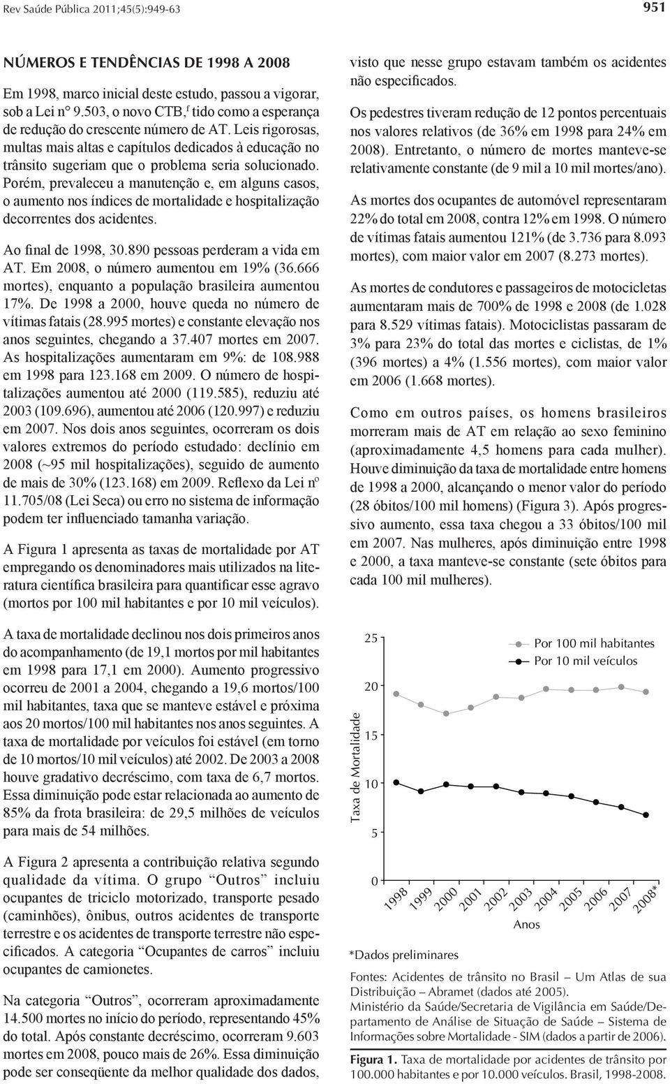 Porém, prevaleceu a manutenção e, em alguns casos, o aumento nos índices de mortalidade e hospitalização decorrentes dos acidentes. Ao final de 1998, 30.890 pessoas perderam a vida em AT.