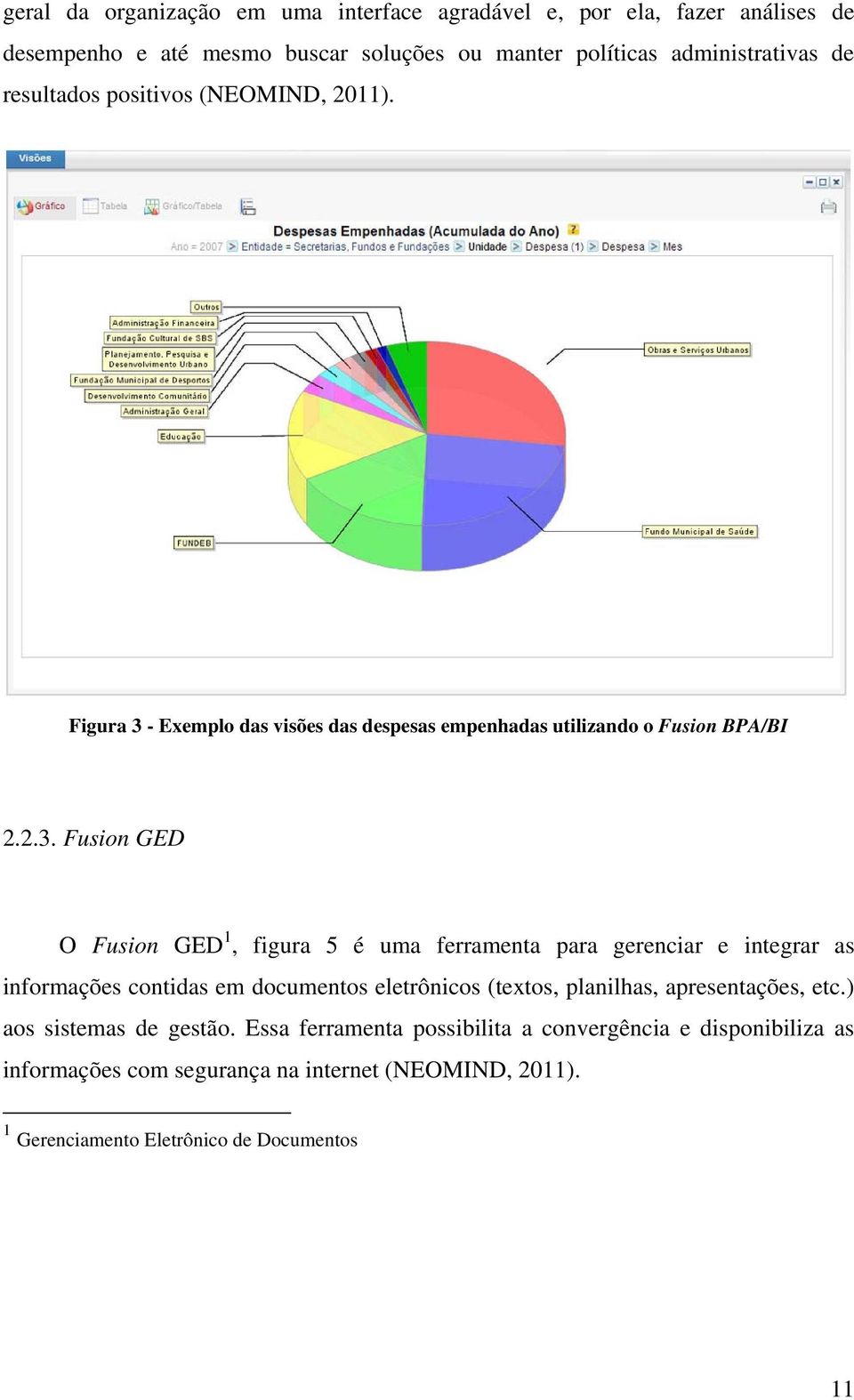 - Exemplo das visões das despesas empenhadas utilizando o Fusion BPA/BI 2.2.3.