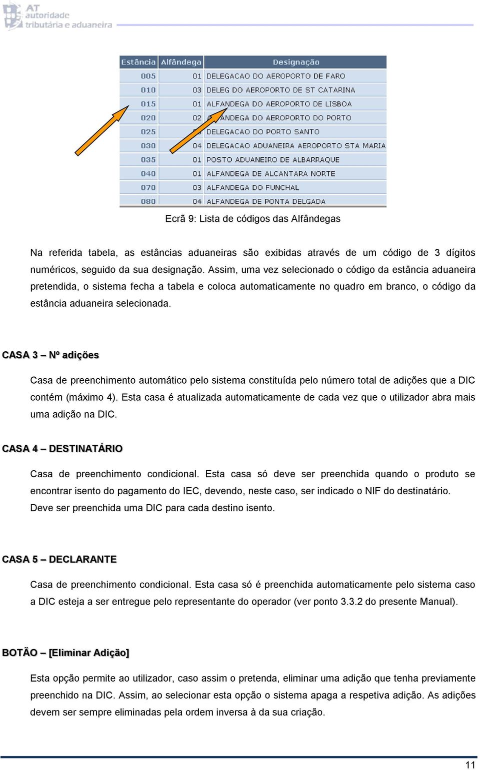 CASA 3 Nº adições Casa de preenchimento automático pelo sistema constituída pelo número total de adições que a DIC contém (máximo 4).