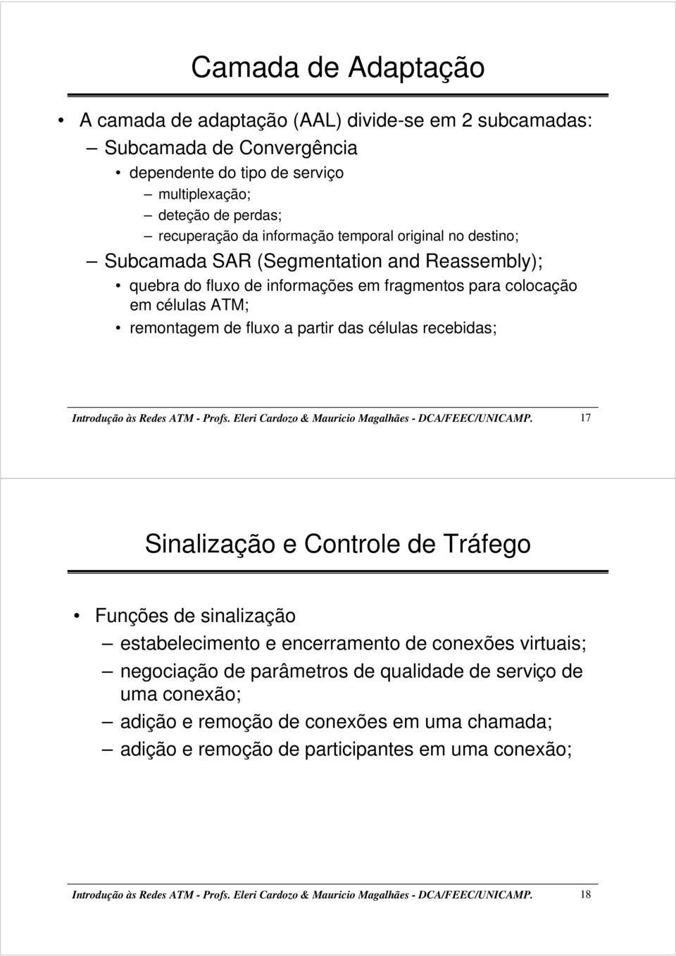 Introdução às Redes ATM - Profs. Eleri Cardozo & Mauricio Magalhães - DCA/FEEC/UNICAMP.