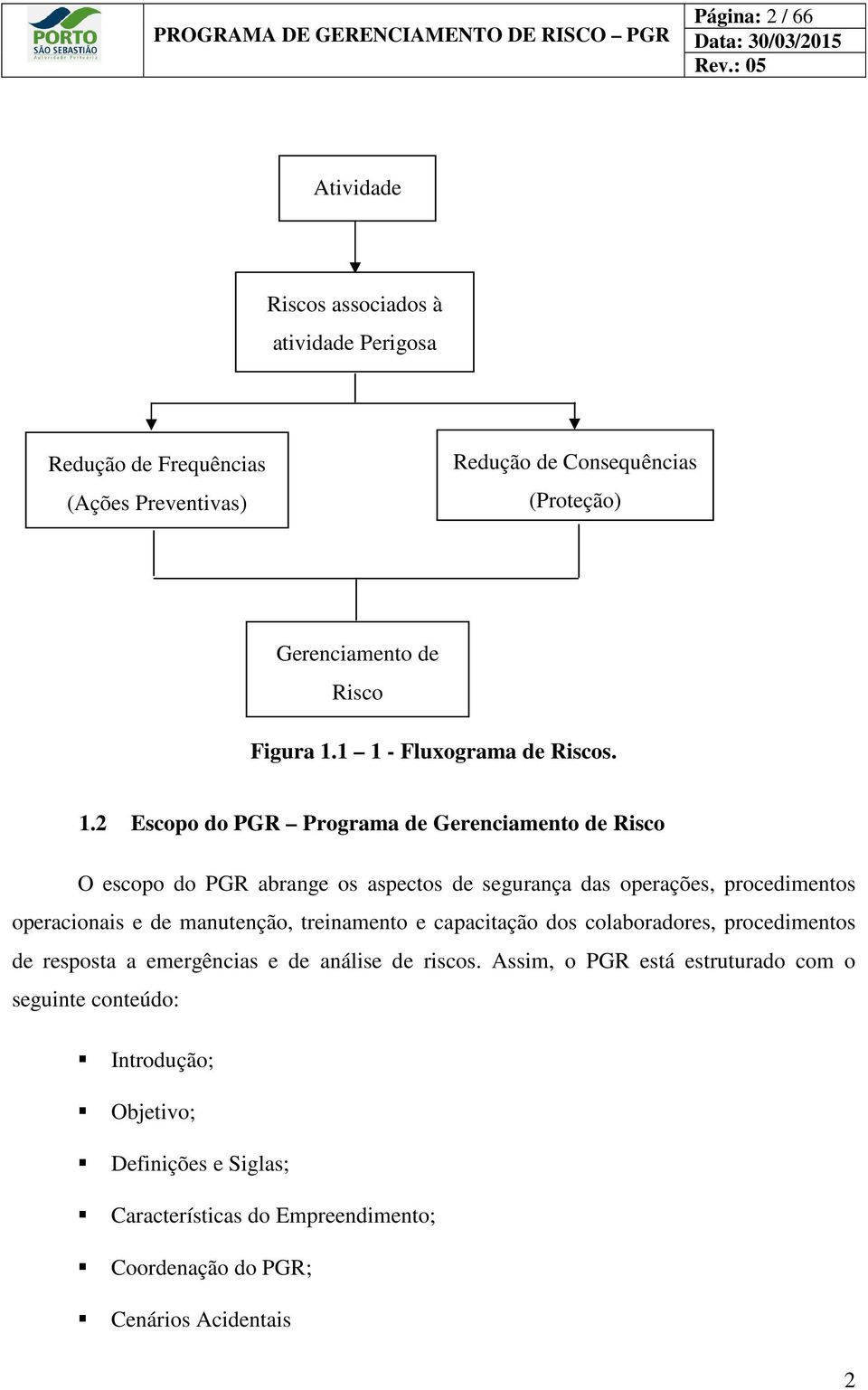 1 1 - Fluxograma de Riscos. 1.2 Escopo do PGR Programa de Gerenciamento de Risco O escopo do PGR abrange os aspectos de segurança das operações, procedimentos operacionais e de